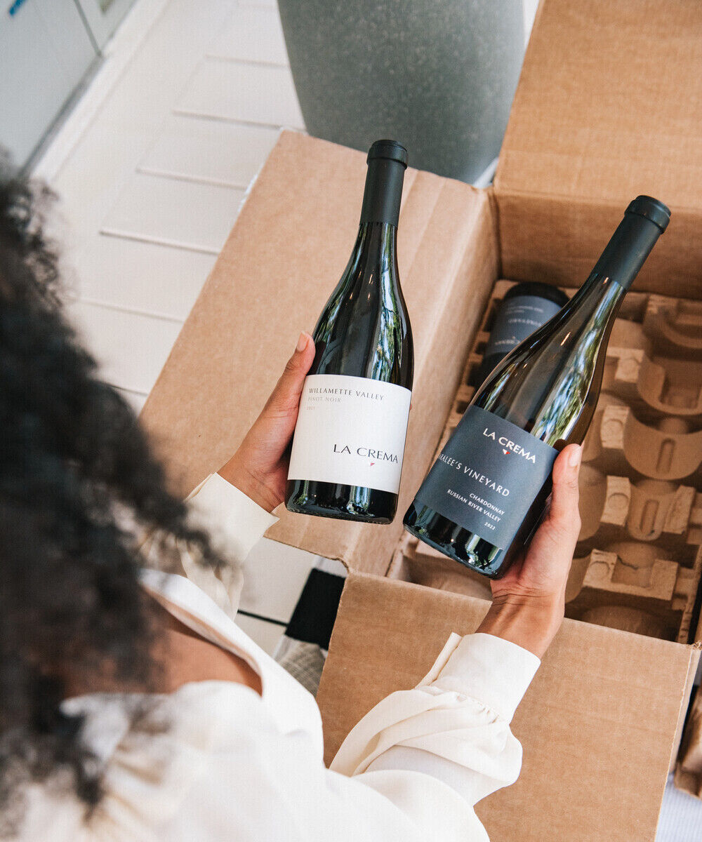 Unboxing a shipment of La Crema wine